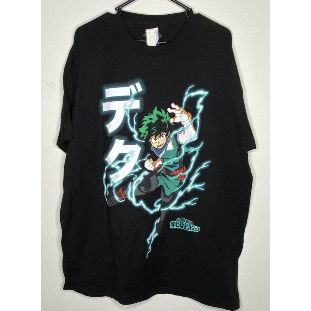 NWT My Hero Academia Mens 1X Black Cotton Short Sleeve T Shirt Casual Anime